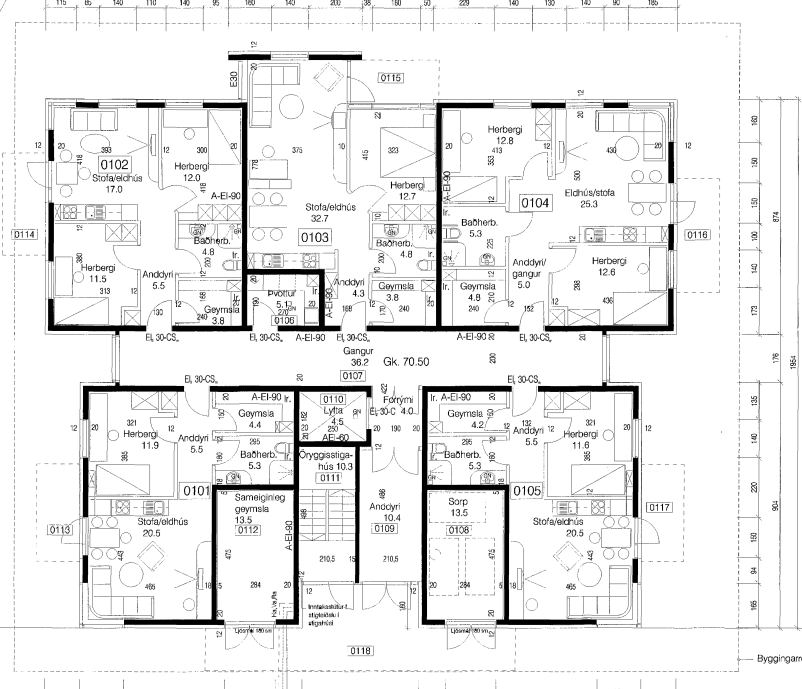 Kjalarsíða, jarðhæð - grunnmynd