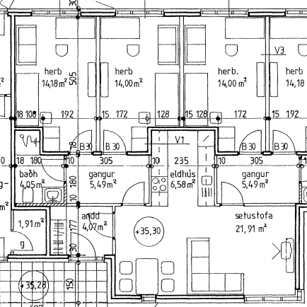 Klettastígur 6 - floor plan for apartment A and C