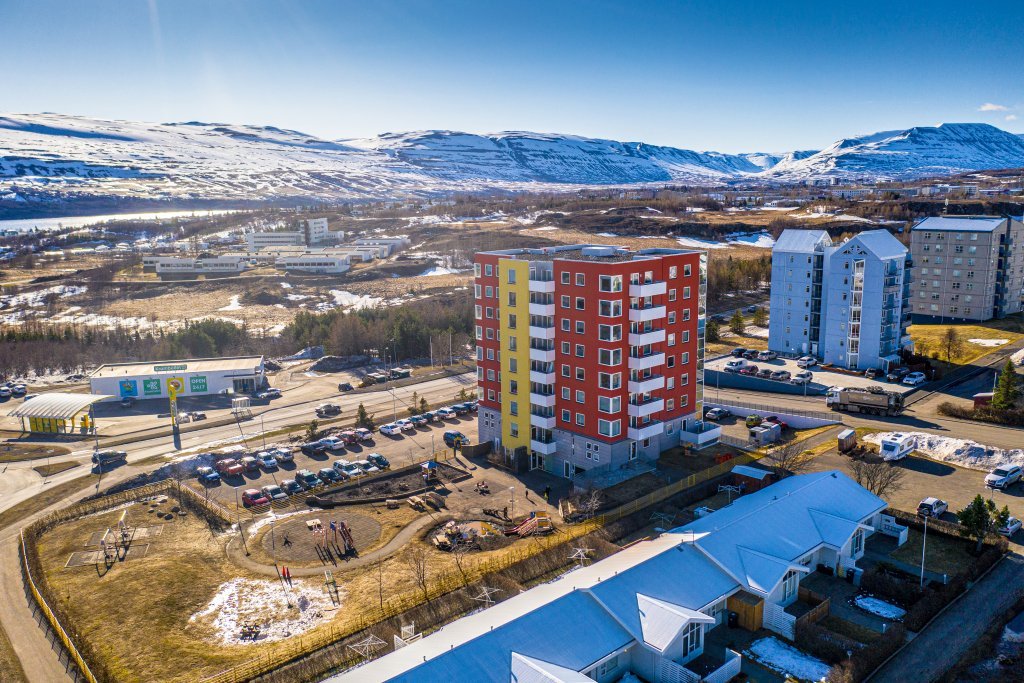 Tröllagil with the university campus in the background