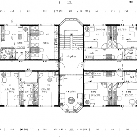 Útsteinn second and third floor - single-person room and one-bedroom apartments